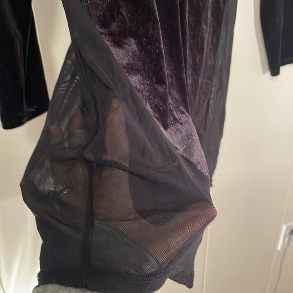 Vintage Velour Mesh One Piece Low Neckline Romper V Dip Front Back & Sides - Picture 4 of 9